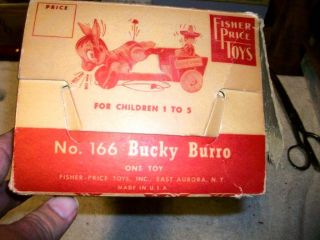 Antique Fisher Price No 166 Bucky Burro Original Box