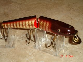 Vintage Lucky Strike Jointed Pikie Minnow Wood Lure 6in Mint