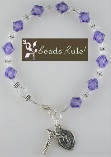 Lupus Awareness Rosary Bracelet Purple Swarovski