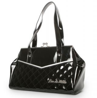 Lux de Ville Femme Fatal Kiss Lock Shiny Black Handbag