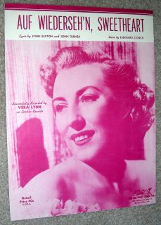 1952 Sheet Music auf WiedersehN Sweetheart Vera Lynn