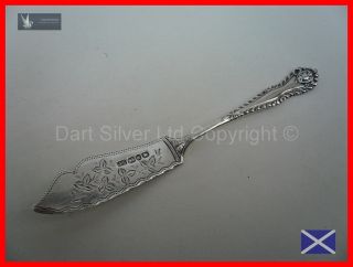 Victorian Sterling Silver Bright Cut Fish Knife 1896 Clover Decoration