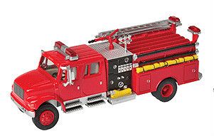 FIRE ENGINE CREW CAB RED HIGHLY DETAILED EMERGENCY INTL 4900 RTR HO