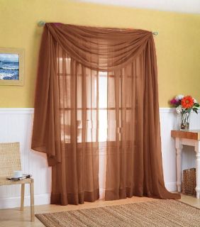 PC Brown Curtain Scarf Sheer Voile Window Panel New A18917
