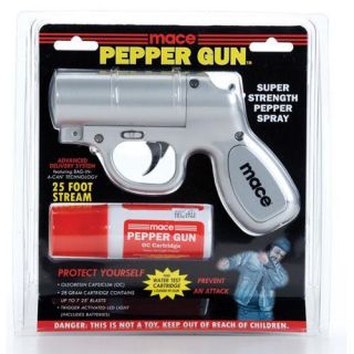 Mace Pepper Spray Gun w LED 25 Feet Range Silver