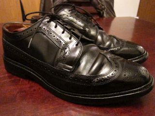 Allen Edmonds Macneil Black Polish Calf Skin Wingtip Oxford Shoes Sz 7