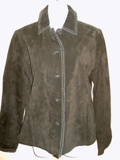 Margaret Godfrey Size M Black Suede Leather Shirt Style Jacket