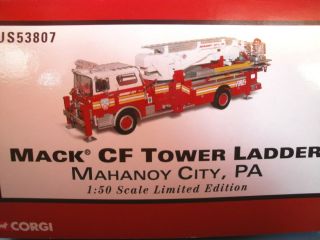  Under Fire Mack CF Tower Ladder Fire Truck 1 50 Red Mahanoy City PA