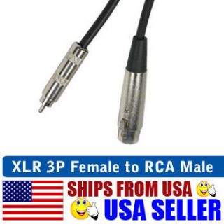 ft XLR Female to RCA Male Cable Pro Audio New