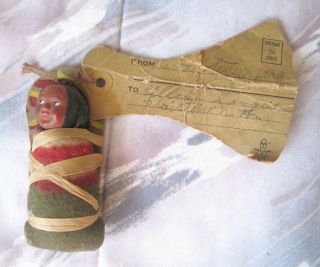 Vintage Skookum Native American Doll Mailer Post Card Papoose