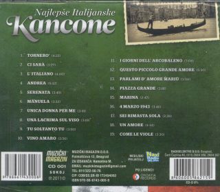 Najlepse Italijanske Kancone CD Tornero Marina Manuela