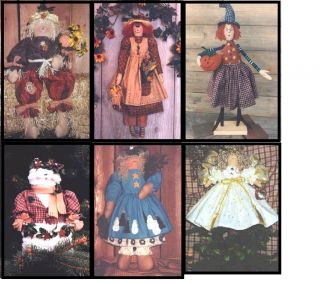 Great Holiday Doll Patterns Scarcrow Witch Snowman Angel More