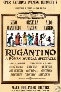 Rugantino RARE Broadway Flyer 1964 Flop Nino Manfredi