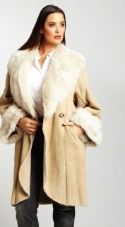 Marina Rinaldi Xaga Shearling Fur Sheepskin Elegant Coat Size 12 $5400
