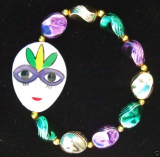 Mardi Gras Masked Jester Face New Orleans Bracelet