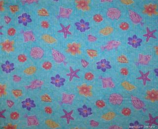Sea Shells Puckered Fabric Fish Flower Material 2 Y 30