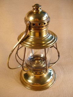 Mfg Co 3 1 2 Brass Oil Kerosene Railroad Lantern w Globe Knob mark P A