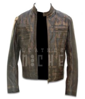 New Contraband Mark Wahlbergs Movie Mens Faded Brown Slim Fit Leather