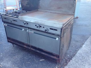 Garland 60 Range with Three Foot Griddle and Four Burners