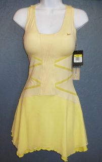 New  Nike Maria Sharapova Yellow Line Knit Tennis Dress