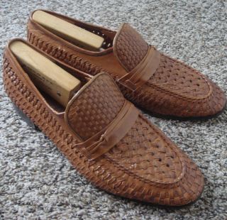 Mens Martinelli Leather Basket Weave Loafer Slip Ons Footwear Size 10