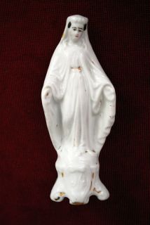 Religious Statue Virgin Mary Porcelain Late 19th Catholic