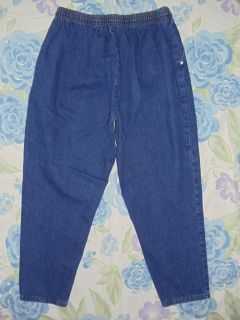 0067* Faded Glory Womens Size 16 W Petite Elastic Waist Blue Jeans