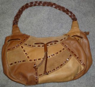 Fossil Purse Handbag Leather and Suede Braided Handle