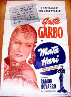 Mata Hari Greta Garbo R Navarro RARE 63R R 1 Sht
