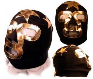 Masked Superstar Black Gold Pro Wrestling Mask NWA WWE