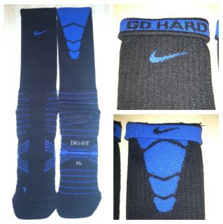 Nike BLACK BLUE ELITE Performance Football Crew Socks NCAA Vapor X
