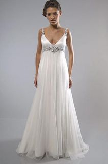 Empire Beaded Wedding Bride Maternity Dress Prom Evening Gown