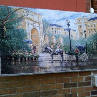 Donny Finley Signature Horse Carriage City Wall Tapestry 55x38