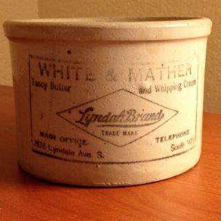 Vintage Red Wing White and Mather Advertising Crock
