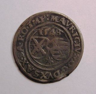 States Saxony Silver 1 4 Thaler 1548 Maurice Duke of Saxony RR