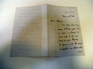 Johnston Forbes Robertson, manuscript, autograph letter, Nathaniel