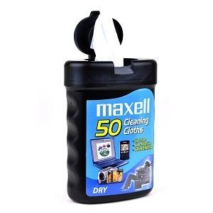 New Maxell CD DVD Disc Dry Cleaning Cloth 50 Pack Cleans Audio Video