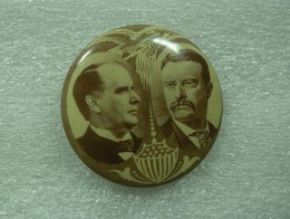 Antique 1900 McKinley Roosevelt Jugate US Presidental Campaign Button