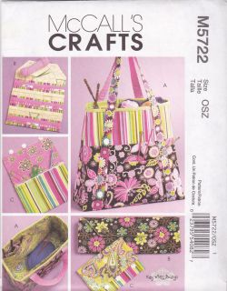 McCalls M5722 Satchel Knitting Needle Organizer Pouch Tote Bag Crafts