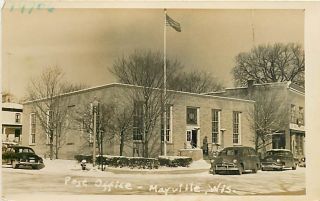 Wi Mayville Post Office Town View Real Photo T13505