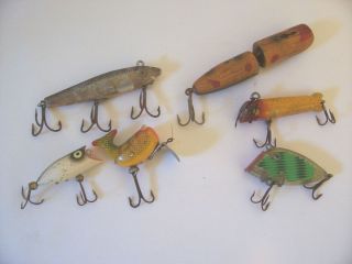 Vintage Fishing Lures Heddon Lucky 13 High Tail South Bend Plus 2