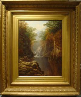 19th C River Landscape North Wales Antique Oil Painting William MELLOR