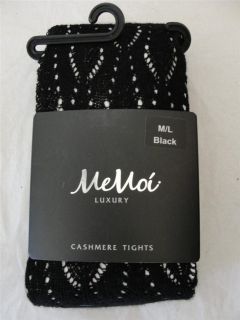 45 Memoi Luxury Women Cashmere Crochet Tights Black M L