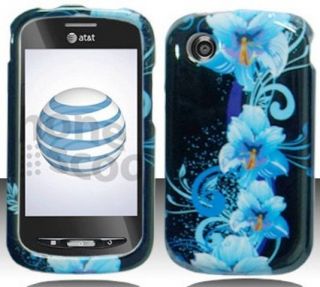 Straight Talk ZTE Merit 990G BLUE FLOWER Snap On Protector Phone Case