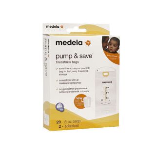 Medela Pump & Save Breastmilk bags with easy connect adapter 20 pack