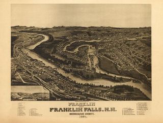 Historic Map Franklin New Hampshire 1884 Merrimack