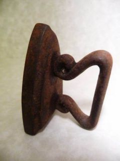 Old Cast Iron Miniature Sad Iron w Scroll Handle