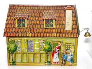Haeberlein Metzger Germany Gingerbread Cottage House Tin Box Cookie