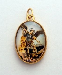 Saint Michael The Archangel Gold Plated Medal Double Sided San Miguel