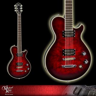 Michael Kelly Patriot Baritone Transparent Red Burst Electric Guitar